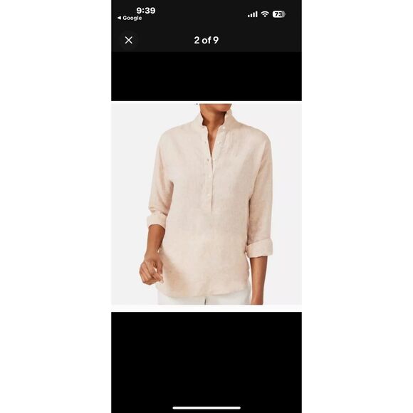 J. McLaughlin | Beige Linen Button Detail Tunic Blouse | Medium - Picture 3 of 12